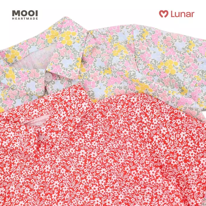 Mooi Kemeja Anak Laki-Laki Lunar Collection Han Collar Shirt - Red Cherry