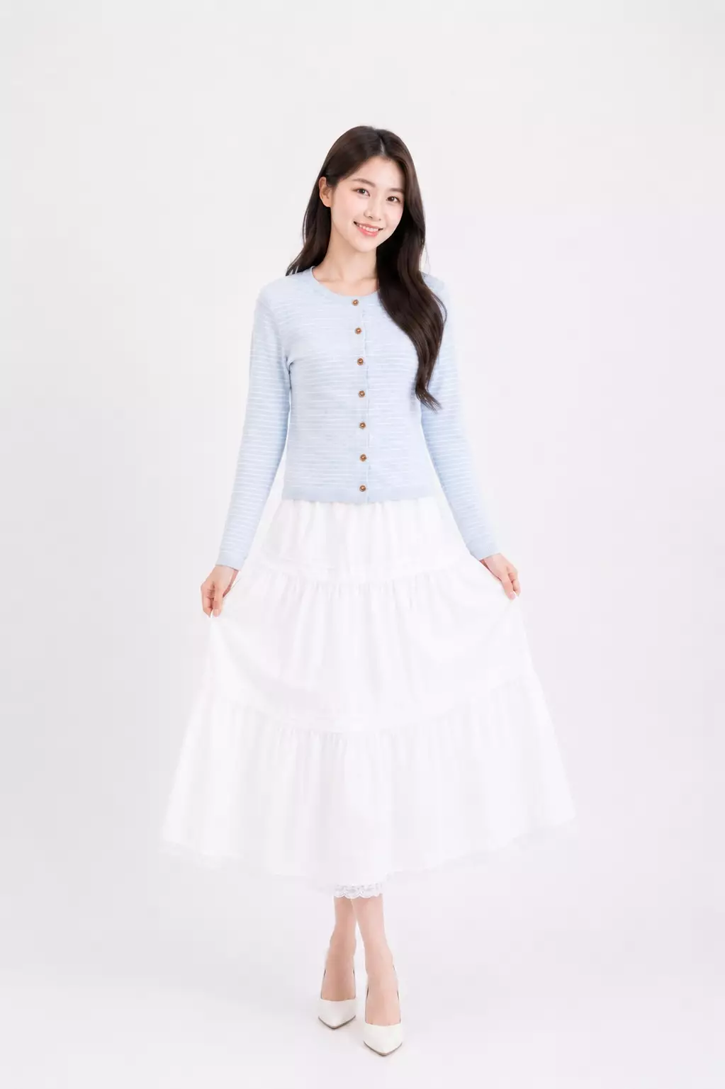 Nayoung Knit Cardigan in Light blue
