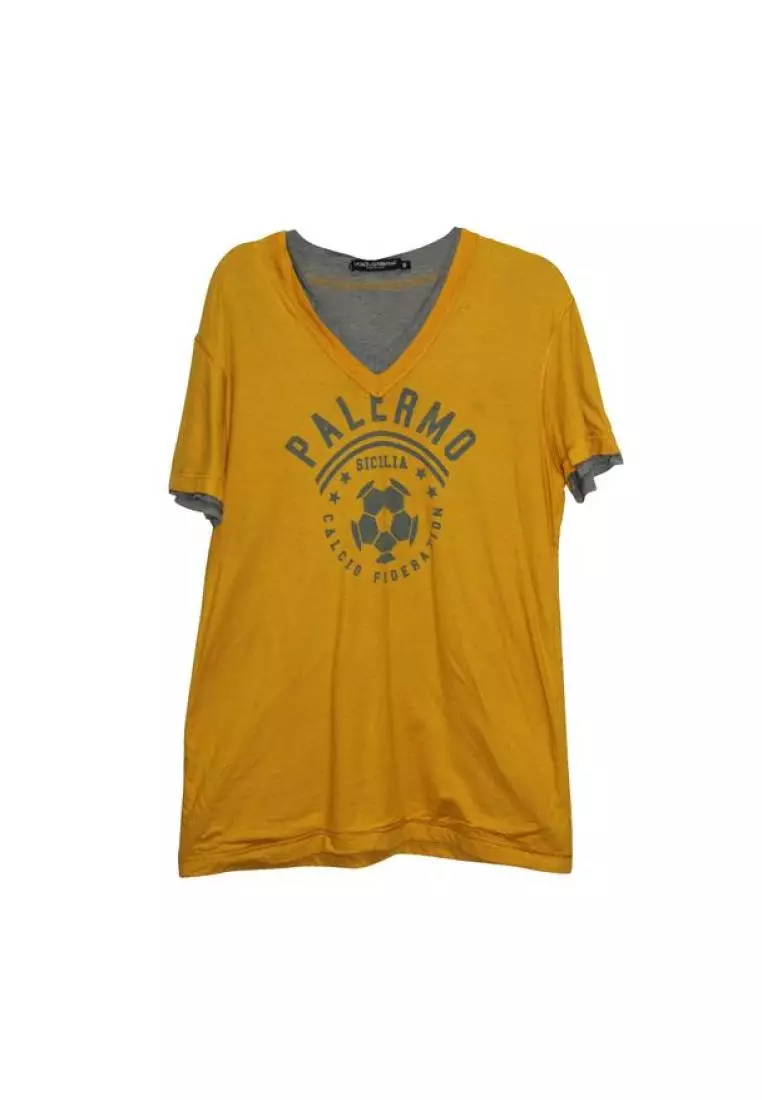 Dolce Gabbana Pre Loved DOLCE GABBANA Yellow T Shirt 2024