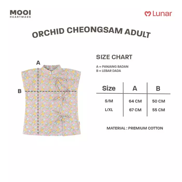 Mooi Atasan Dewasa Perempuan Lunar Collection Orchid Cheongsam Top Adult - Sky Blue