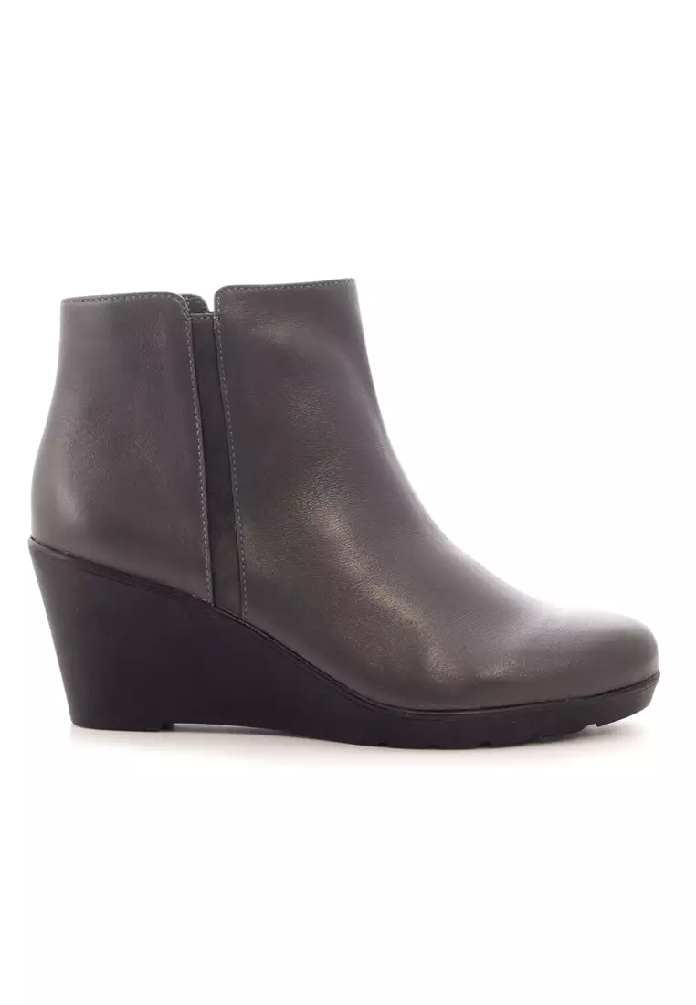 Amaztep Smooth Leather Comfort Platforms Wedge Boots