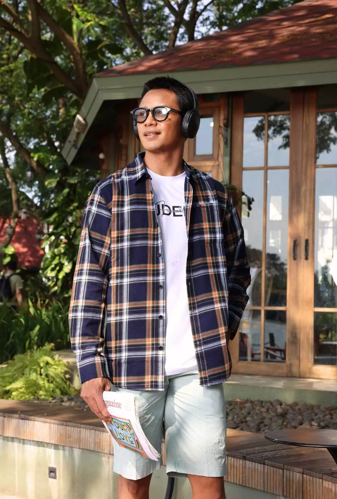 POLICE Kemeja Kotak Twill Orange Regular Fit Lengan Panjang Pria