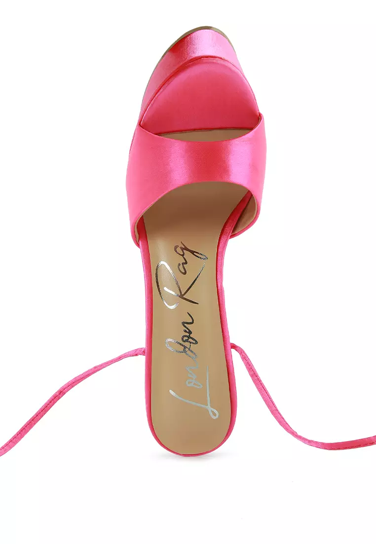 Sandal Tumit Bertali Platform Drama Merah Muda