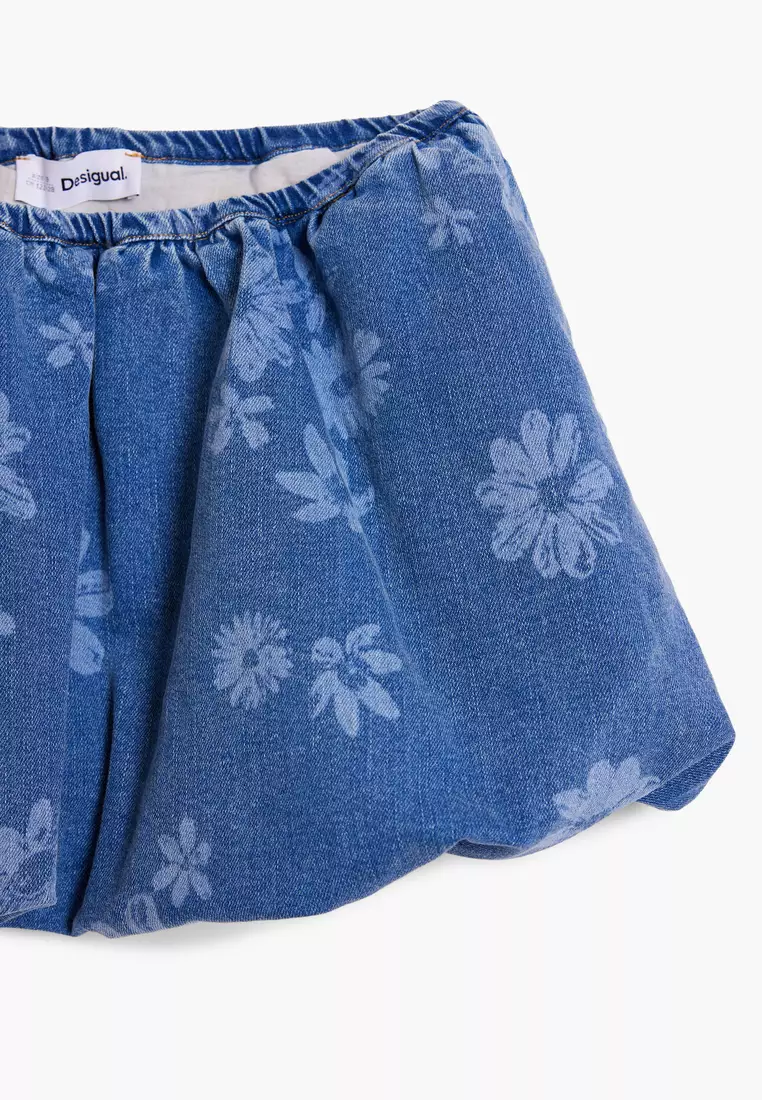 Denim mini bubble skirt