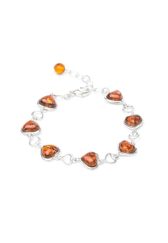 Millenne silver MILLENNE Multifaceted Baltic Amber Heart Silver Bracelet with 925 Sterling Silver E7D14ACF966FF8GS_1