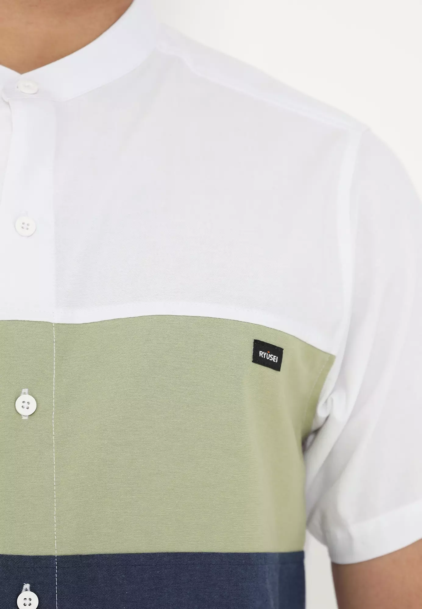 Ramadan Series | Ryusei Kemeja Kerah Koko Lengan Pendek Mikata CMB Blue Denim