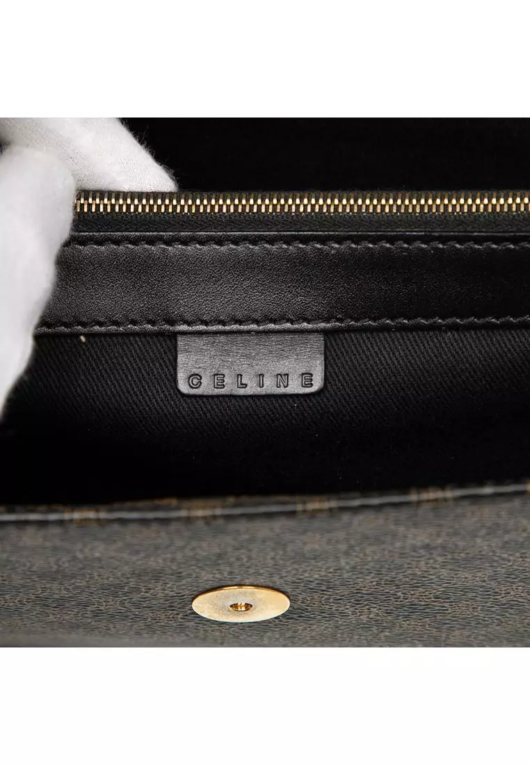 Pre-Loved Celine Macadam Coated Canvas And Leather Clutch
