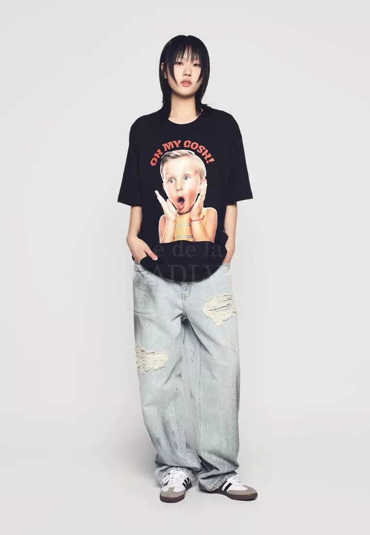 Tシャツ・カットソー ACME DE LA VIE BABY FACE SCREAM BOY SHORT SLEEVE 4BUK076 Jual Acme De La Vie Baby Face Pink Short T-Shirt Girl Short