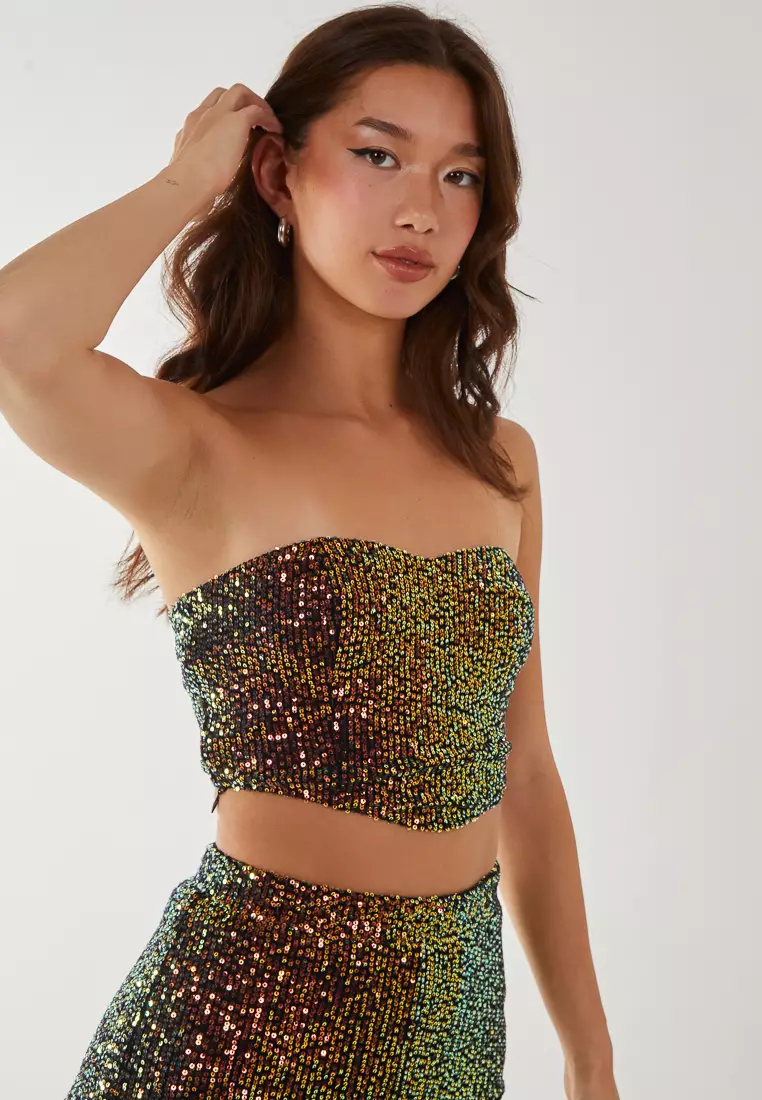 Pink Vanilla Multi Sequin Corset Top
