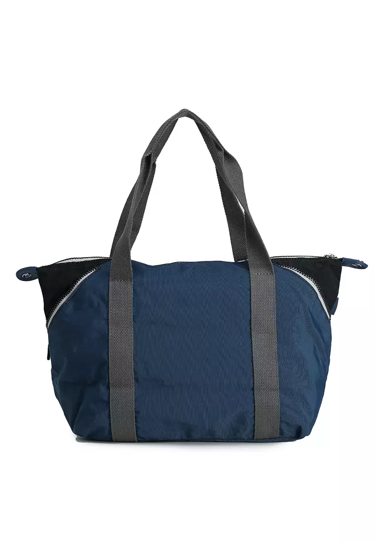 Colour Block Nylon Convertible Top Handle Bag