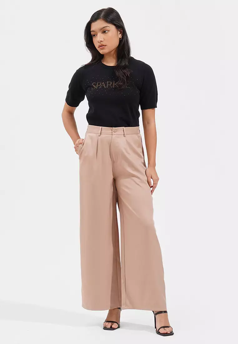 Buy ForMe Pleated Wide Leg Trousers 2024 Online
