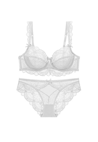LYCKA white LMM0131a-Lady Two Piece Sexy Bra and Panty Lingerie Sets (White) 496C5US804E42FGS_1