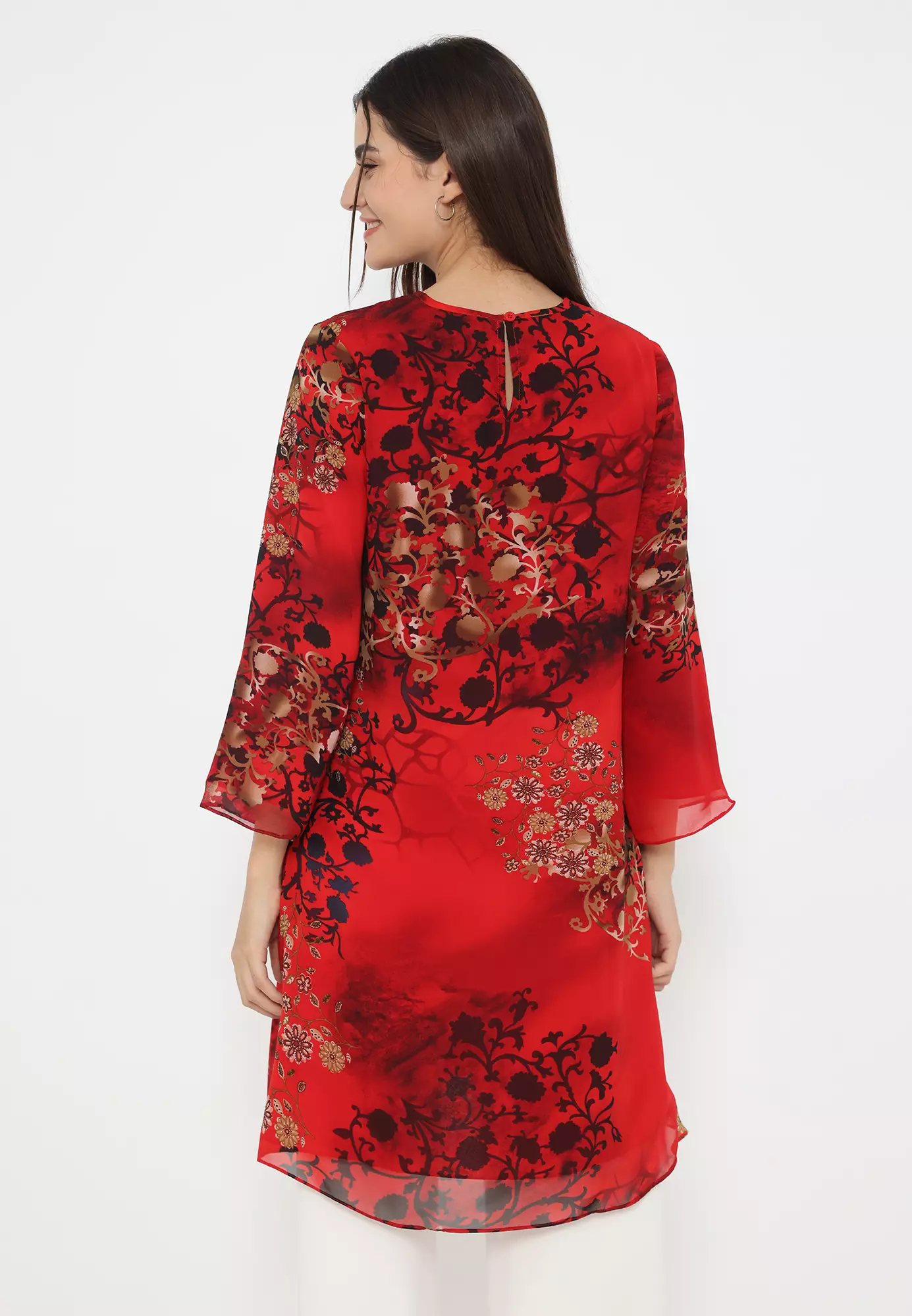 Floral Mini Dress For Christmas Look In Red By Brilliant Girl Warna MERAH