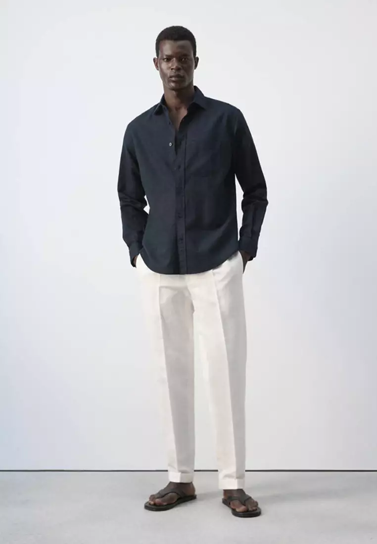 Linen-Cotton Shirt With Pocket