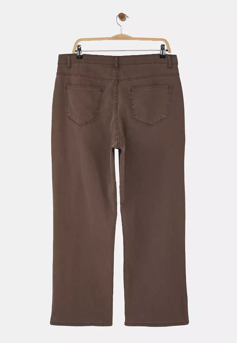Brown High Waist Straight Fit Denim Plus Size Jeans Tbbss24Cj00051