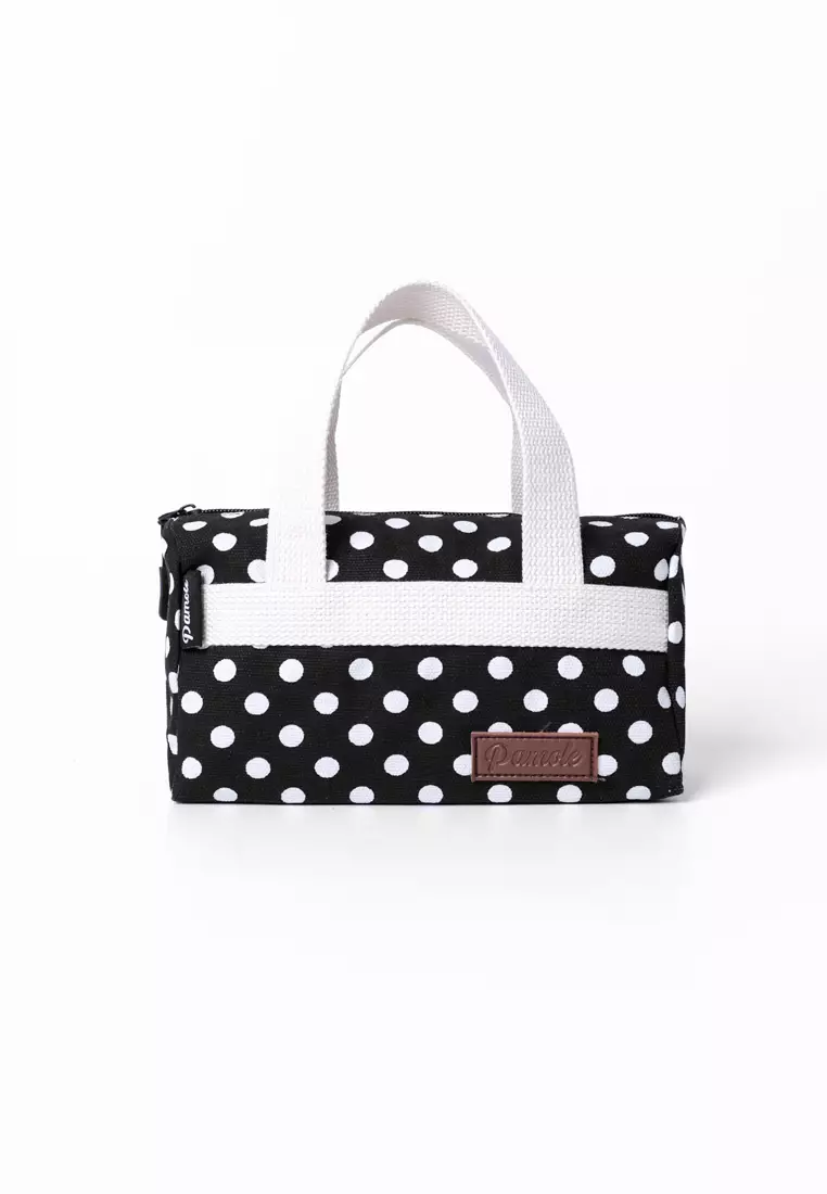 Pamole Pouch Kosmetik Bahan Kanvas Penutup Resleting - Polkadot