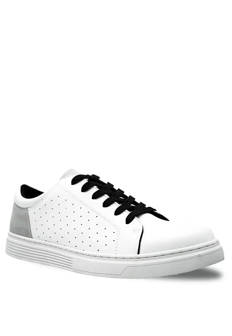 Men Lace Up Faux Leather Round Toe Lifestyle Sneakers