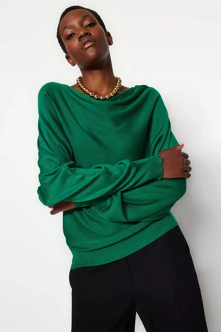 Emerald green knit sweater online