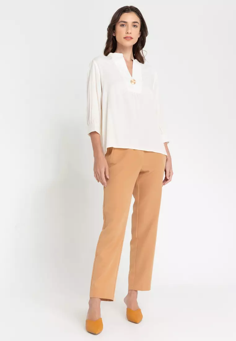 Carrie Mandarin Collar With Yoke Top