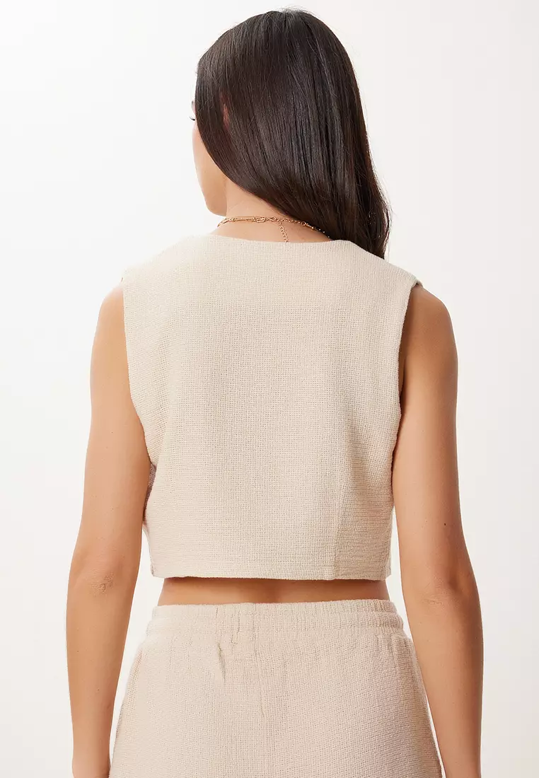 Raw Linen Vest Shorts Set