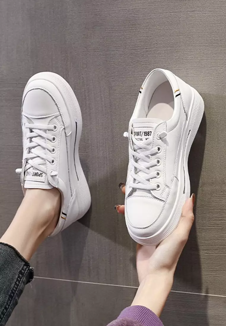 Twenty Eight Shoes Genuine Leather Flat White Sneakers RX