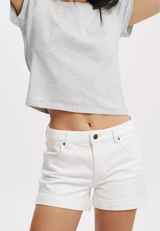 Mid Rise Classic Stretch Denim Shorts