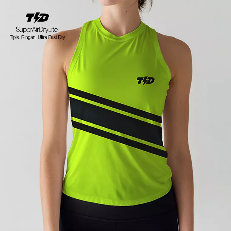 LSE05 Crop Tank 3stripe lucid yellow black superairdrylite