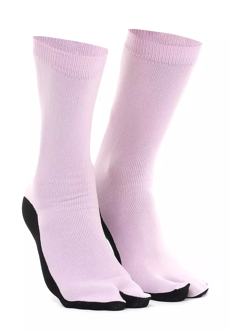 Nercyla Kaos Kaki Wanita Toe Socks Two Tone Casual Footwear Material Spandex ORIGINAL - Purple