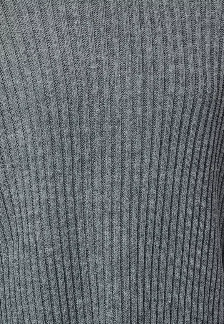 Anthracite Ribbed Basic Knitwear Sweater Tctaw25Ak00009