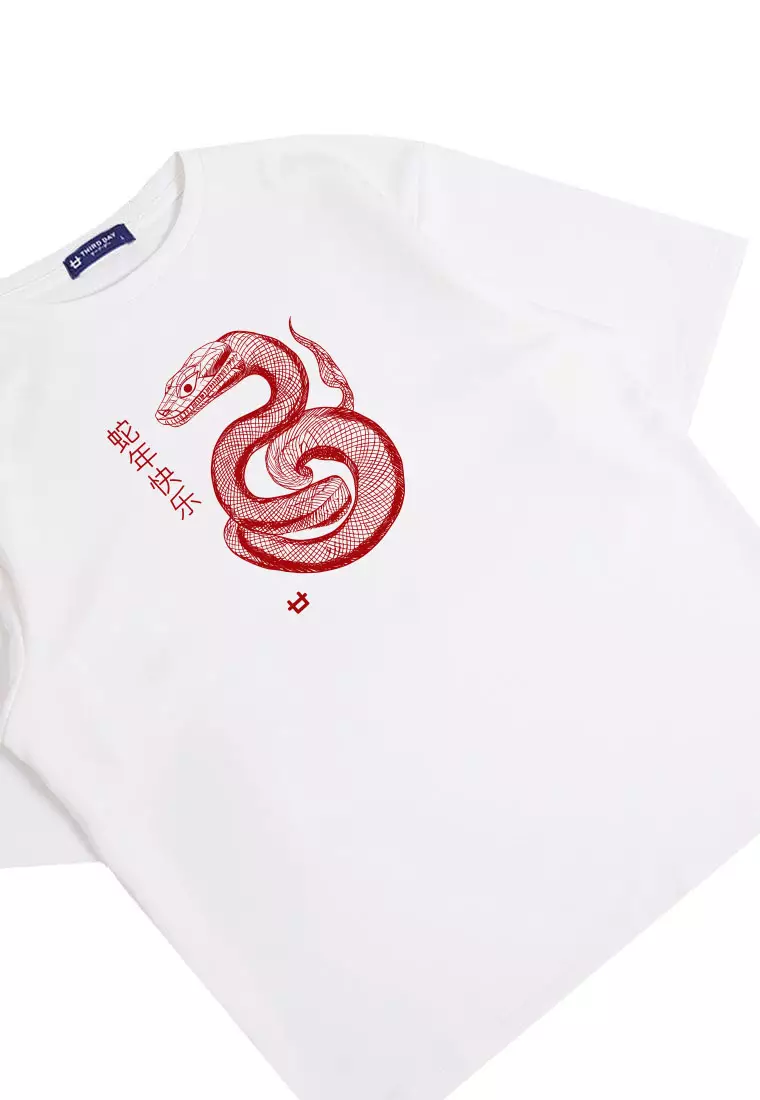 MTT89 baju kaos imlek oversize bahan scubalux 210gsm "polymesh snake" putih