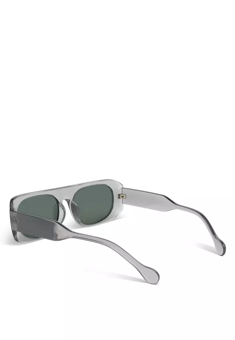 Flat Bridge Oval Sunglasses In Grey