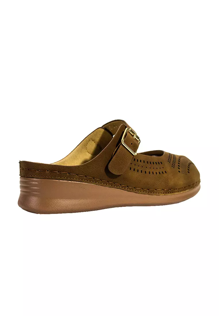 Women's Mules Sandals LX 27190 Dark Brown C58