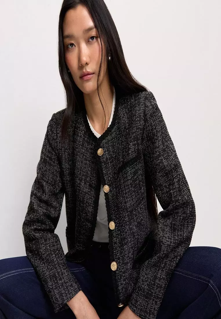 Tweed Contrast Trim Jacket