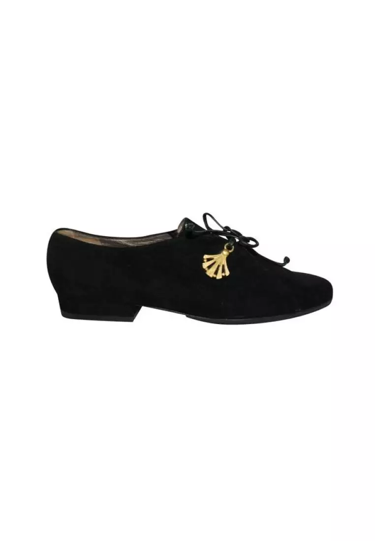 Buy BALLY Pre Loved BALLY Black Suede Lace Up Shoes with Golden