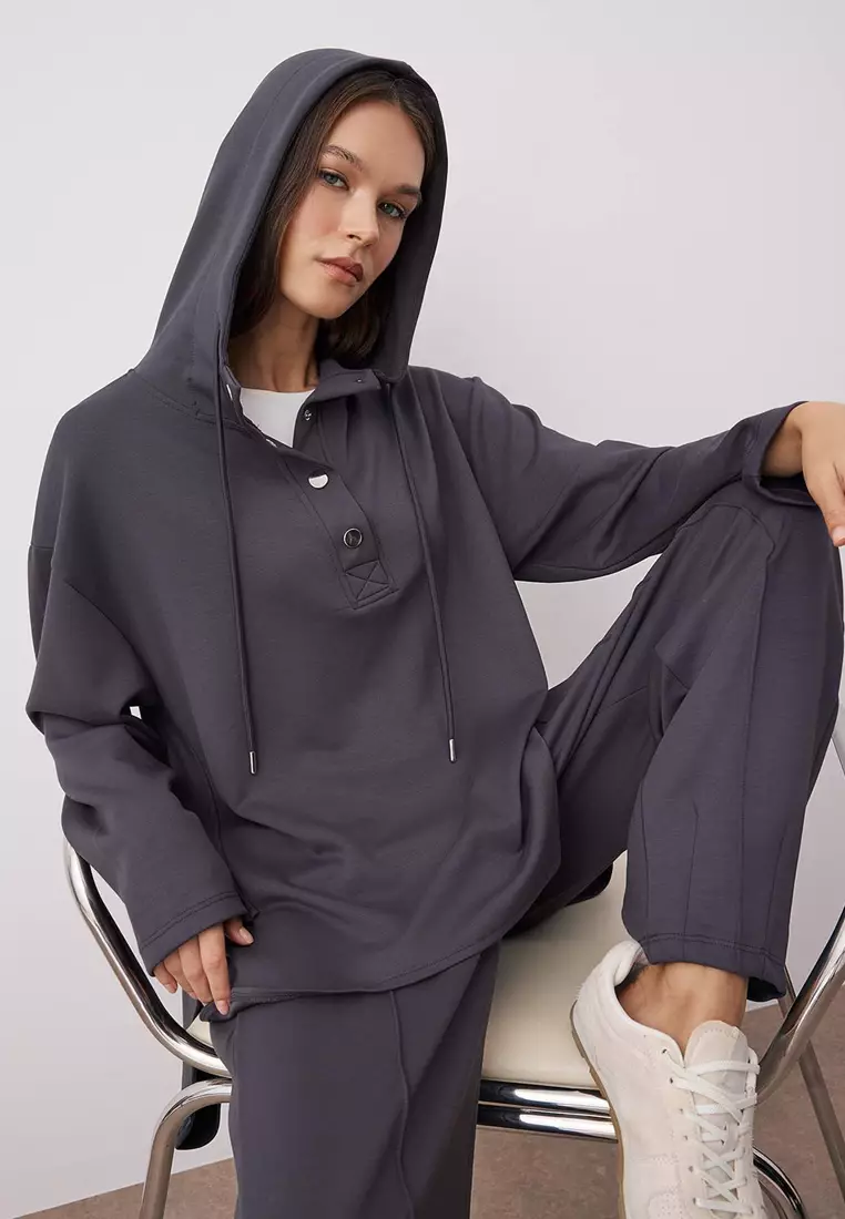 Anthracite Silky Interlock Soft Fabric Knitted Tracksuit
