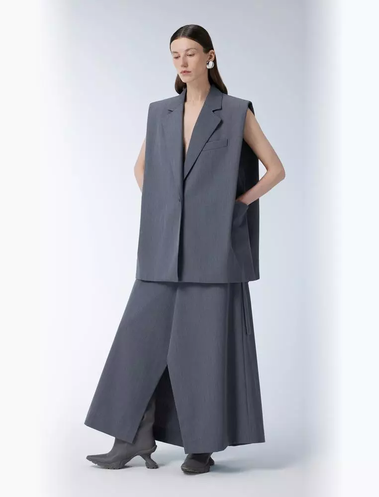 Solid color temperament mid-length vest