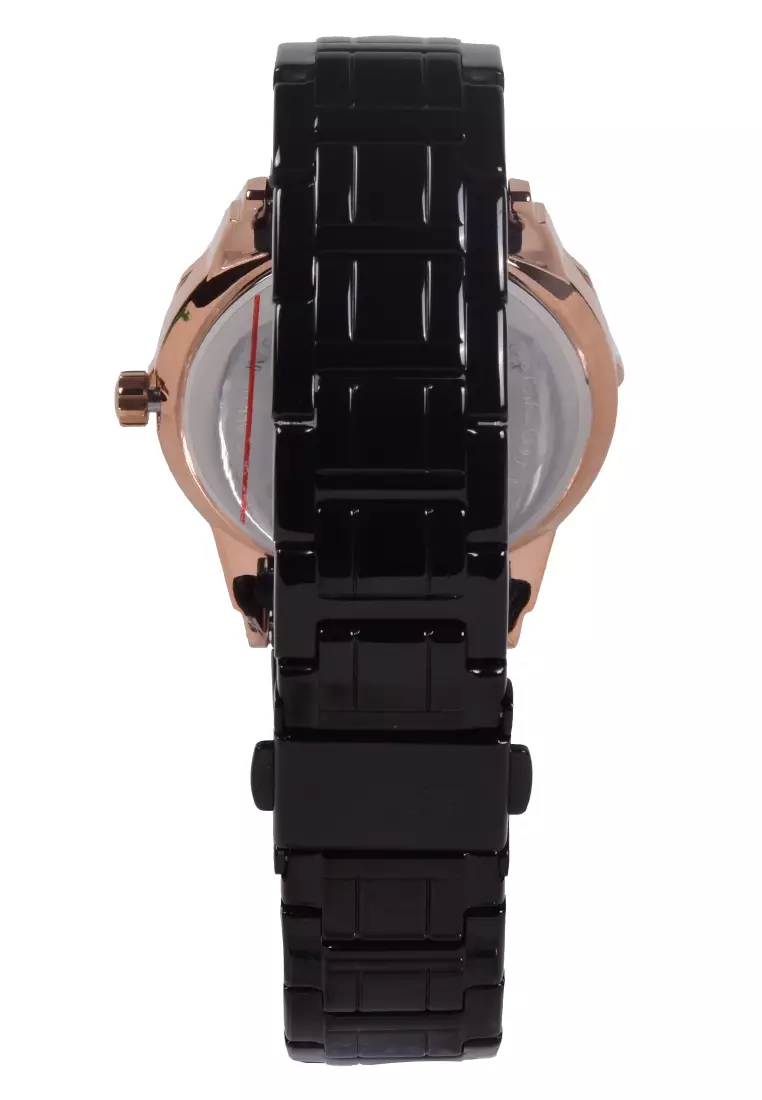 Bonia Swarovsky - Jam Tangan Wanita - Rosegold Black - Stainless Steel Bracelet - B10651-2037S