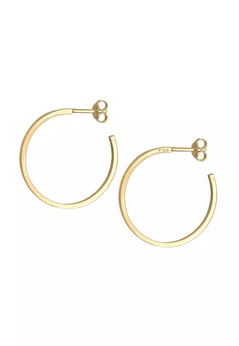 Anting Perhiasan Perak 925 Wanita Creoles Basic Classic Gold Plated