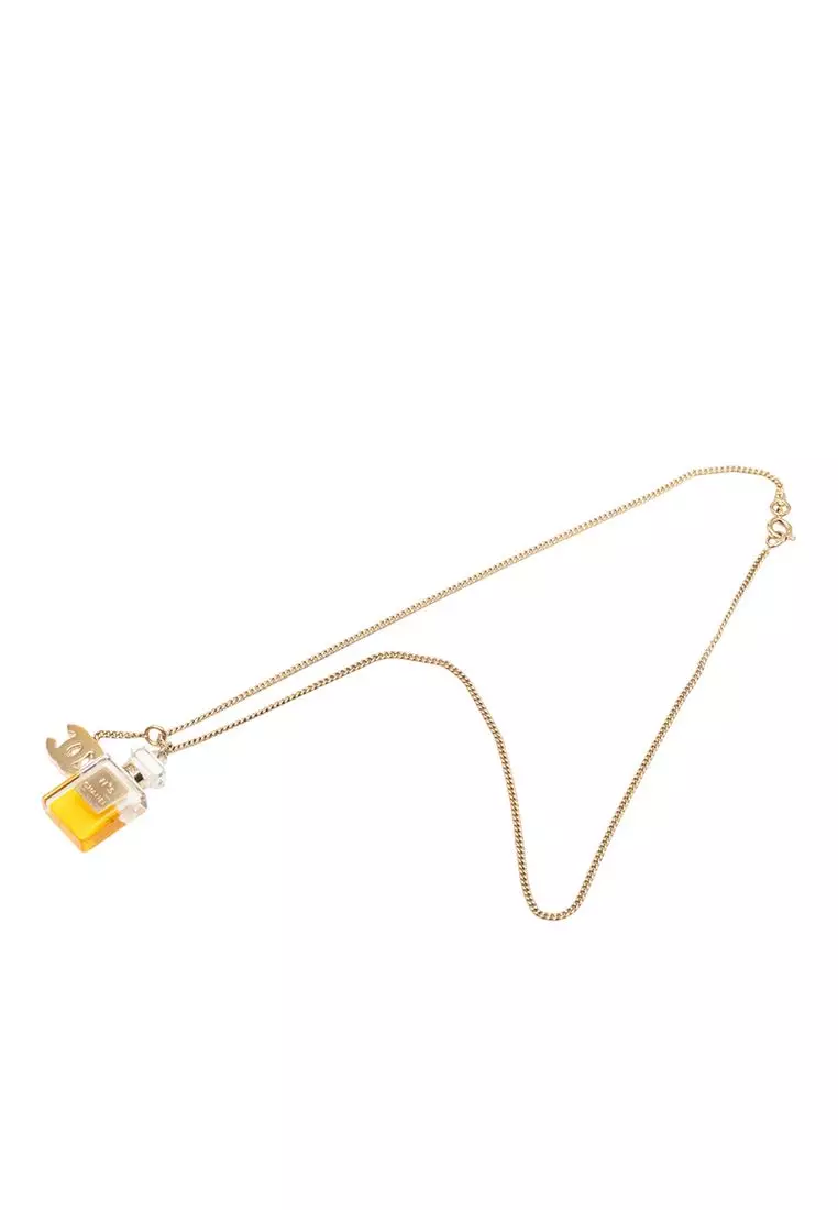 Chanel Pre-Loved Chanel Cc Gold Plated Perfume Bottle Pendant