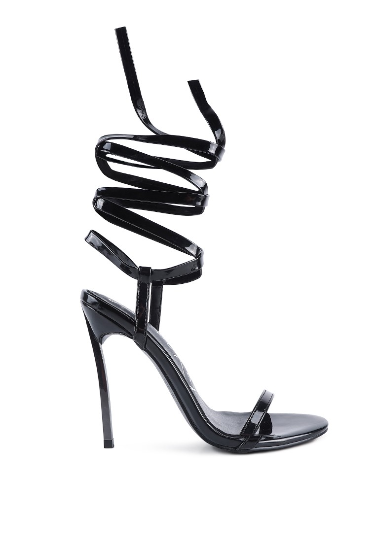 Black Stiletto Lace Up Sandal