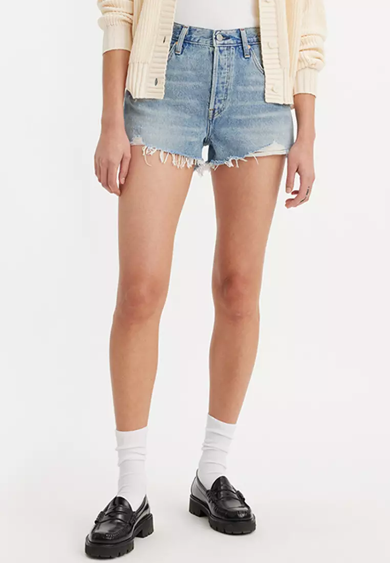 Levi's high rise denim shorts discount