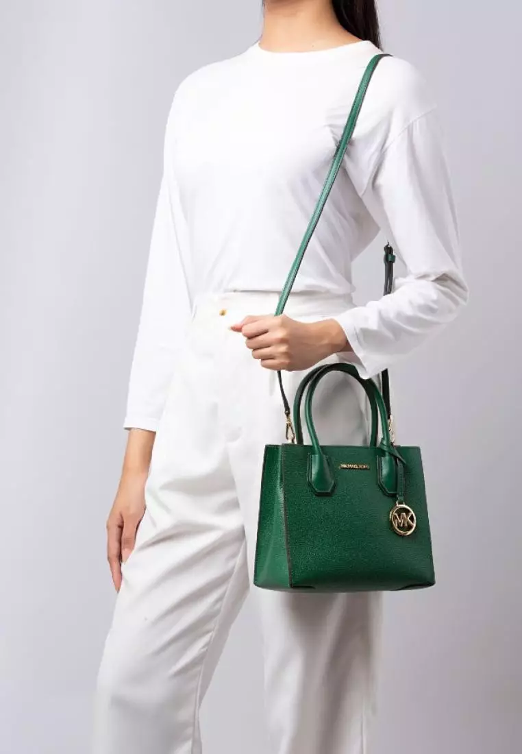 Jual MICHAEL KORS Michael Kors Mercer Medium Pebbled Leather Crossbody Bag  Jewel Green Original 2023