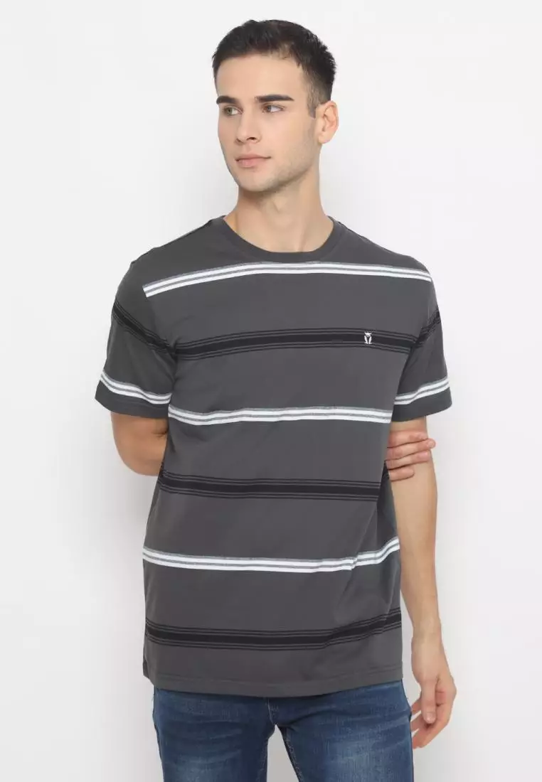 MATSUDA T Shirt Pria Kaos Stripe Motosu