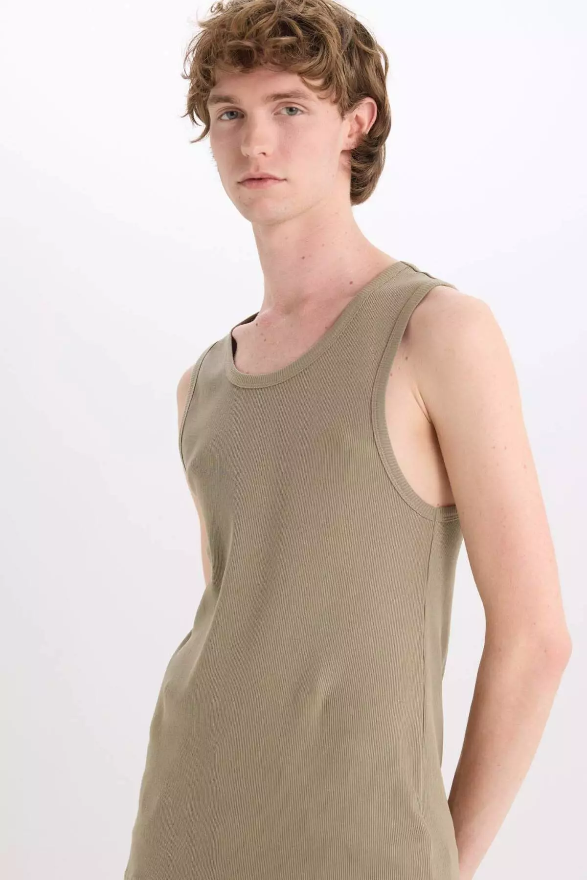 100% Cotton Fit Slim Fit Crew Neck Rib Tank Top E0446Ax25Sm