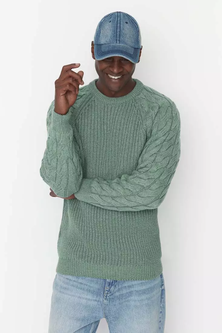 Mens green knit sweater 2025