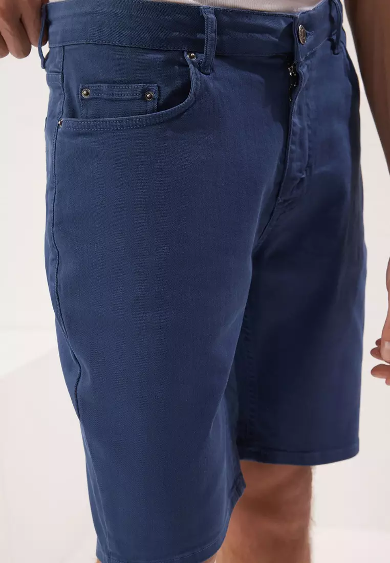 Indigo Regular Fit Flexible Fabric Denim Jeans Shorts & Bermuda TMNSS23SR00067