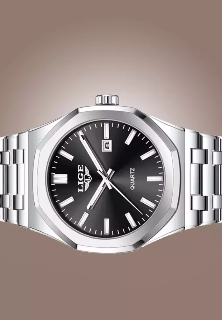 Unisex Stainless Steel Quartz Watch, with Date, Steel Bracelet
