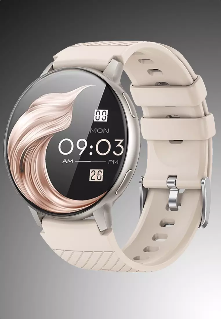 Unisex Round Smart Watch - 1.39 inch Large HD Screen - With 2 Rubber Straps - Silver Color