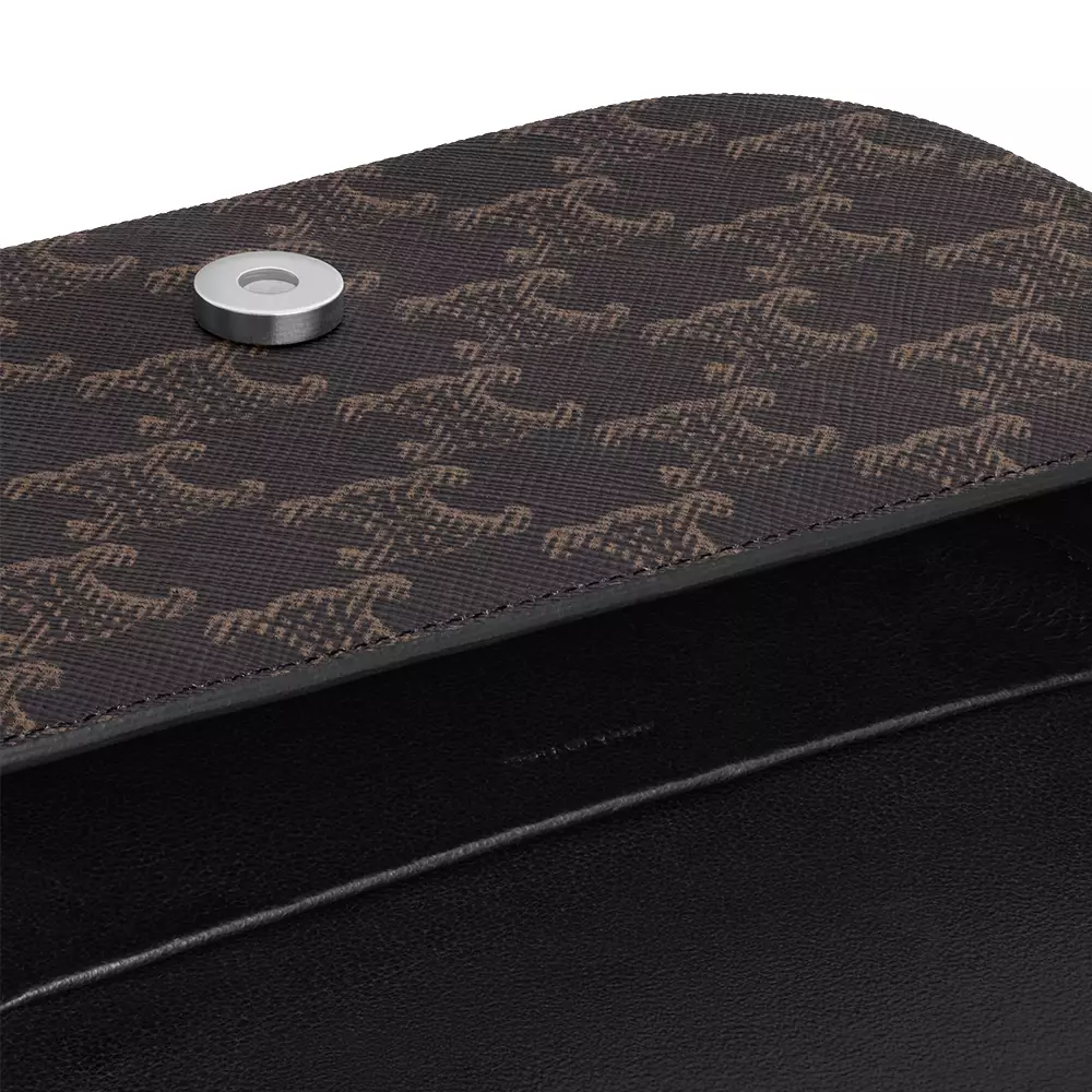 Small Crossbody Bag in Triomphe Canvas and Calfskin Black