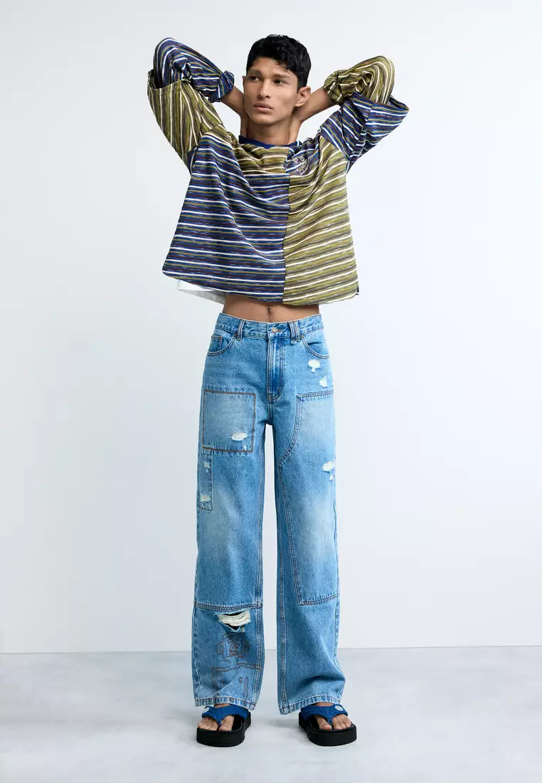 Stitched Denim Pants